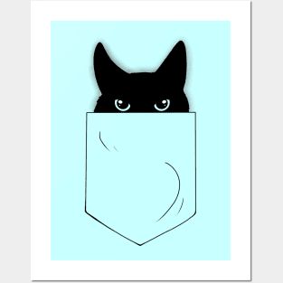 Peeking Black Cat in a Pocket Posters and Art